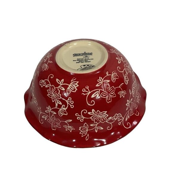 Temp-tations Ovenware Scalloped Serving Bowl 1 qt Floral Lace Holidays Christmas - Picture 3 of 5